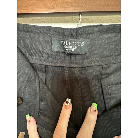 Talbots Woman's Petite Size Large Signature 100% Black Linen Trouser Pants - Picture 2 of 10